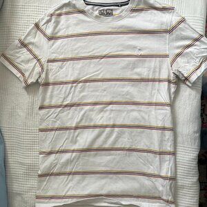 Fat Face Men's Small Multicolor Narrow Striped Cotton Short Sleeve T-Shirt
